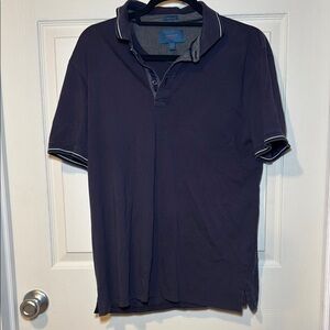 Fairlane Men’s Navy Blue with White Trim Polo Shirt Size Large 100% Cotton